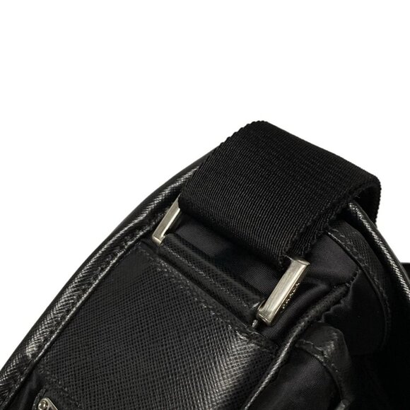 Auth PRADA Logo Jacquard 2VD769 Black Nylon Leather Shoulder Bag - Picture 9 of 16